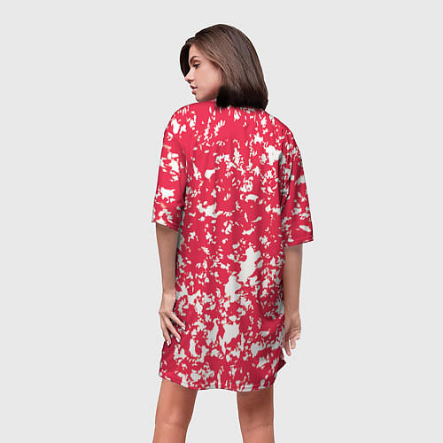 Женская длинная футболка Розовый пятнистый / 3D-принт – фото 4