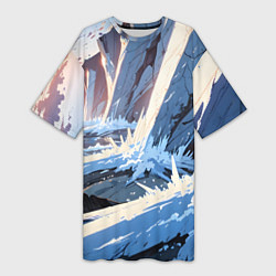 Футболка женская длинная Энергия льда, цвет: 3D-принт