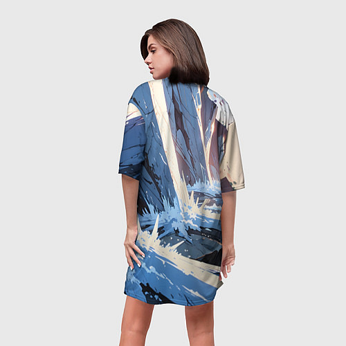 Женская длинная футболка Энергия льда / 3D-принт – фото 4