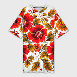 Женская длинная футболка Русская традиционная живопись