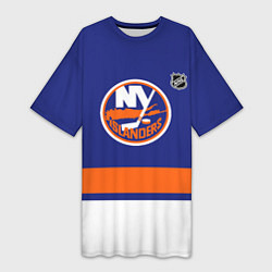 Футболка женская длинная Нью Йорк Айлендерс хоккей, цвет: 3D-принт
