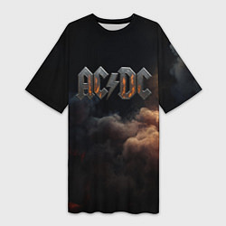 Женская длинная футболка ACDC металлический лого