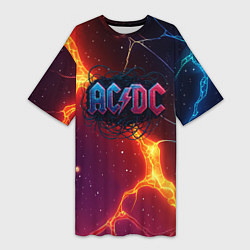 Женская длинная футболка ACDC логотип в градиенте