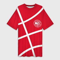 Футболка женская длинная Atlanta Hawks NBA team, цвет: 3D-принт