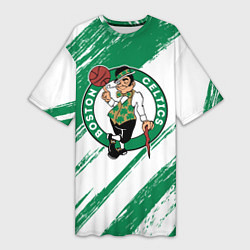 Женская длинная футболка Boston Celtics white and green