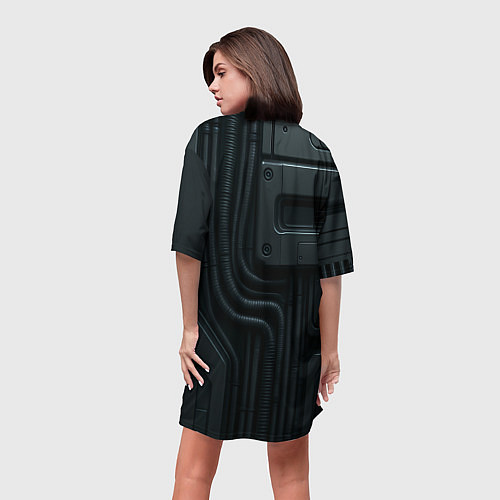 Женская длинная футболка Робокот - робот полицейский / 3D-принт – фото 4