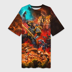 Футболка женская длинная Лман Русс примарх Космических Волков, цвет: 3D-принт