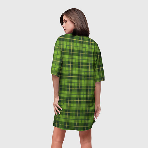 Женская длинная футболка Зеленый тартан / 3D-принт – фото 4