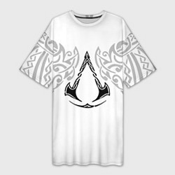 Футболка женская длинная Ассасин Крид - узор ворон, цвет: 3D-принт