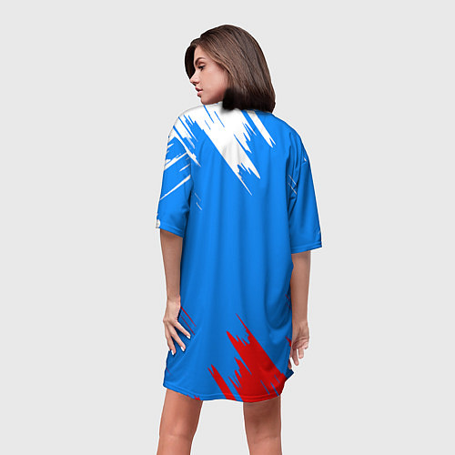 Женская длинная футболка Патриот Россия - флаг / 3D-принт – фото 4