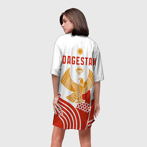 Женская длинная футболка Dagestan sport red / 3D-принт – фото 4