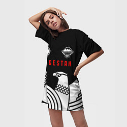 Футболка женская длинная Dagestan sport black, цвет: 3D-принт — фото 2