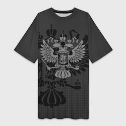 Женская длинная футболка Герб России тёмно-серый