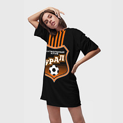 Футболка женская длинная ФК Урал - полоски, цвет: 3D-принт — фото 2