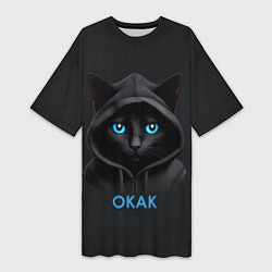 Женская длинная футболка Кот мем, окак