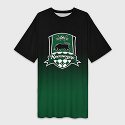 Футболка женская длинная ФК Краснодар - градиент, цвет: 3D-принт