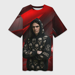 Женская длинная футболка Bones с черепами на худи