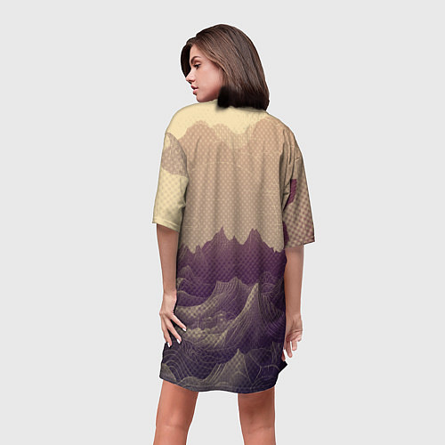 Женская длинная футболка Ретро иллюстрация Японского храма / 3D-принт – фото 4