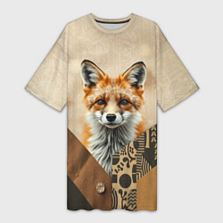 Женская длинная футболка Удивительный рыжий лисёнок