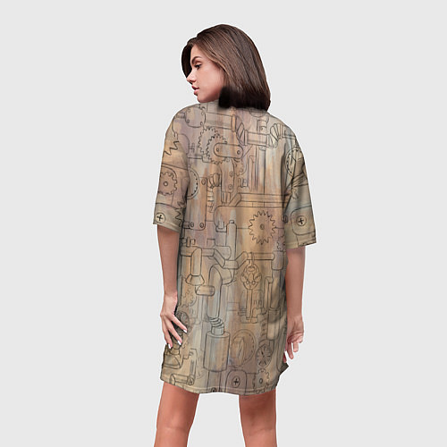 Женская длинная футболка Стимпанк элементы / 3D-принт – фото 4