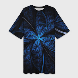 Женская длинная футболка Синий цветок