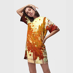 Футболка женская длинная Абстракция - sunspot, цвет: 3D-принт — фото 2