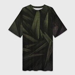 Футболка женская длинная Абстракция - green triangles, цвет: 3D-принт