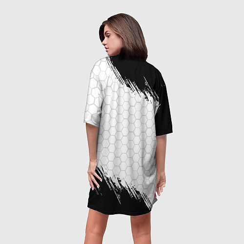 Женская длинная футболка Амбрелла - белые соты / 3D-принт – фото 4