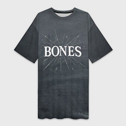 Футболка женская длинная Bones разбитое стекло, цвет: 3D-принт