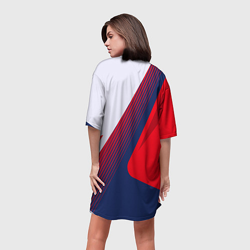 Женская длинная футболка Bones лого на красной краске / 3D-принт – фото 4