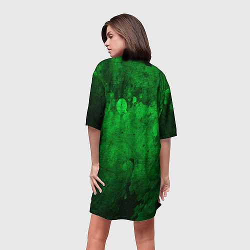 Женская длинная футболка Абстракция - green acid stains / 3D-принт – фото 4