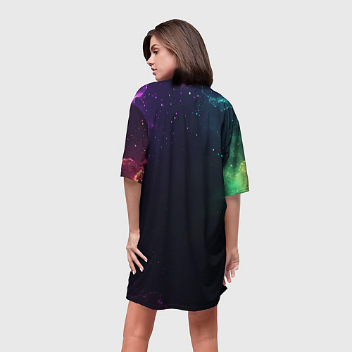 Женская длинная футболка Bones медитация в космосе / 3D-принт – фото 4