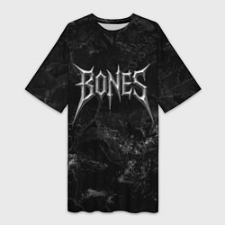 Женская длинная футболка Bones лого из металла