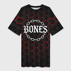 Женская длинная футболка Bones лого в цепях