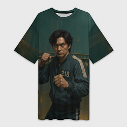 Женская длинная футболка Игрок 218 в боевой стойке