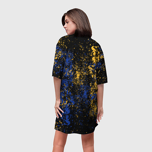 Женская длинная футболка Голден Стэйт Уорриорз - цветовой хаос / 3D-принт – фото 4