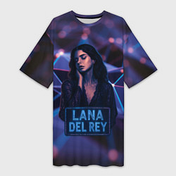 Женская длинная футболка Lana Del Rey и неоновая вывеска
