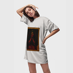 Футболка женская длинная Королева воров: дама червей, цвет: 3D-принт — фото 2