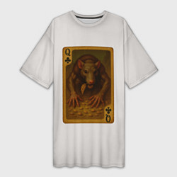 Футболка женская длинная Лариса: дама треф, цвет: 3D-принт