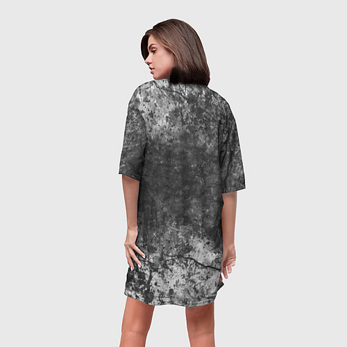 Женская длинная футболка Абстракция - grey and white wall with cracks / 3D-принт – фото 4