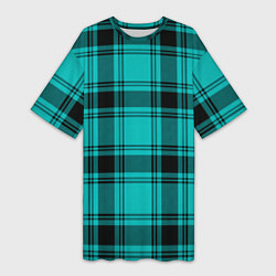 Футболка женская длинная Checkered blue, цвет: 3D-принт