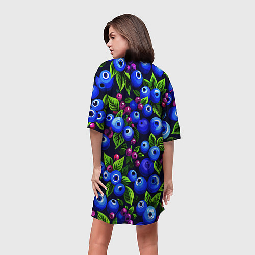 Женская длинная футболка Лесные ягоды орнамент - фруктовый дизайн паттерн / 3D-принт – фото 4