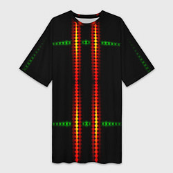 Женская длинная футболка Neon black green circles
