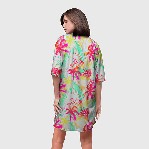 Женская длинная футболка Palm yellow pink / 3D-принт – фото 4