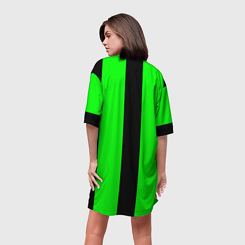Женская длинная футболка Color green black line / 3D-принт – фото 4