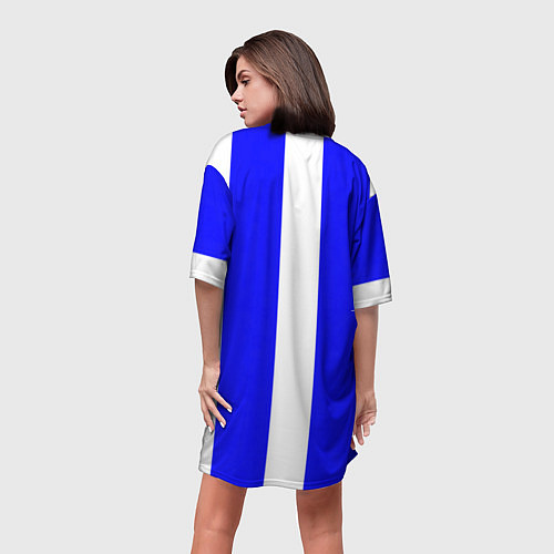 Женская длинная футболка Color white blue line / 3D-принт – фото 4