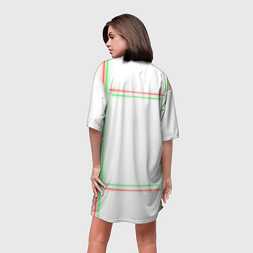 Женская длинная футболка Neon light green red / 3D-принт – фото 4