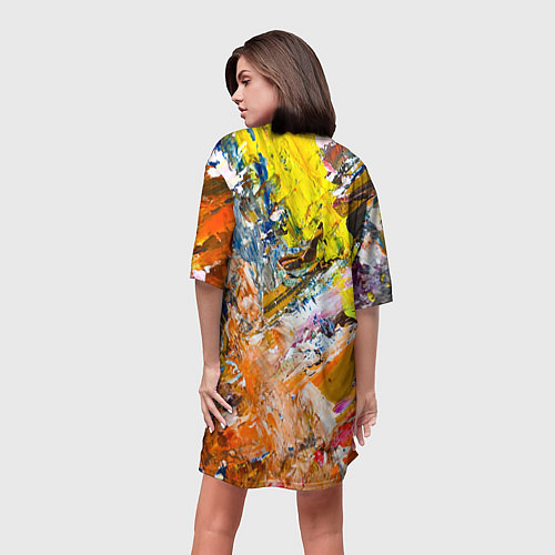 Женская длинная футболка Живая Абстракция: Поток Цветов и Форм в Постоянном / 3D-принт – фото 4