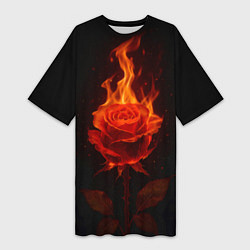 Женская длинная футболка Flaming rose