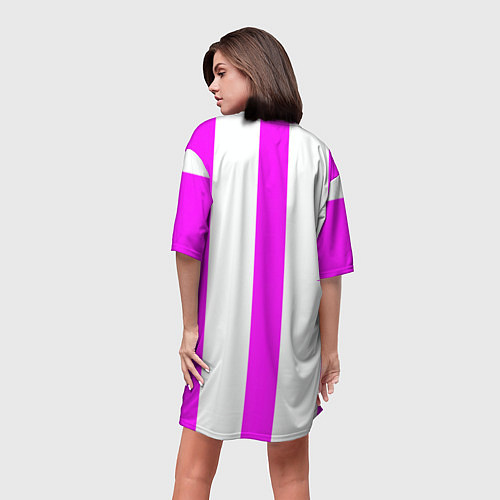 Женская длинная футболка Color white pink lines / 3D-принт – фото 4